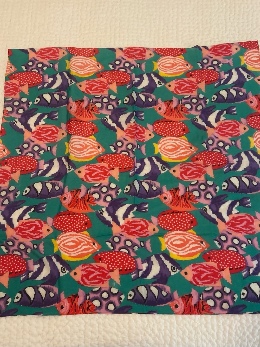 Echo Cotton Square Fish Scarf - 35”